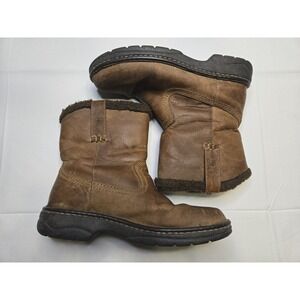 Women's Ariat Leather Shearling Lined Ankle Boots Brown Winter Outdoor Size 7.5B